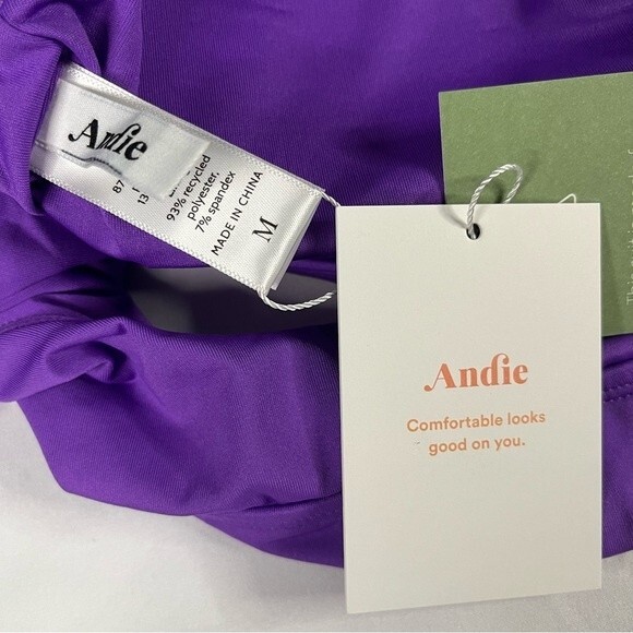 Andie Swim Purple Size M Ventura Bikini Top Scoop Neck Recycled Polyester Beach - Picture 4 of 7